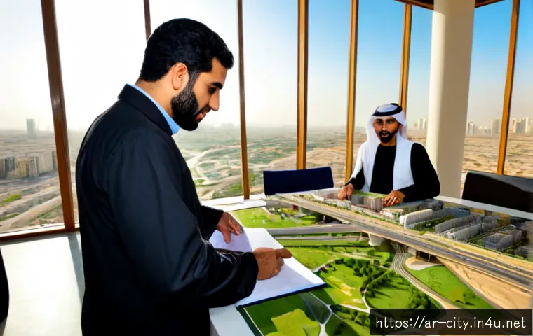 도시계획 전문가의 전문성 강화 방법 - Photorealistic urban planning expert in modest professional attire studying a large physical city mo...